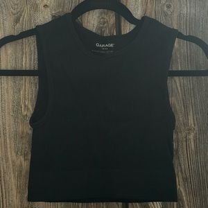 Garage black ribbed tank top in size extra small